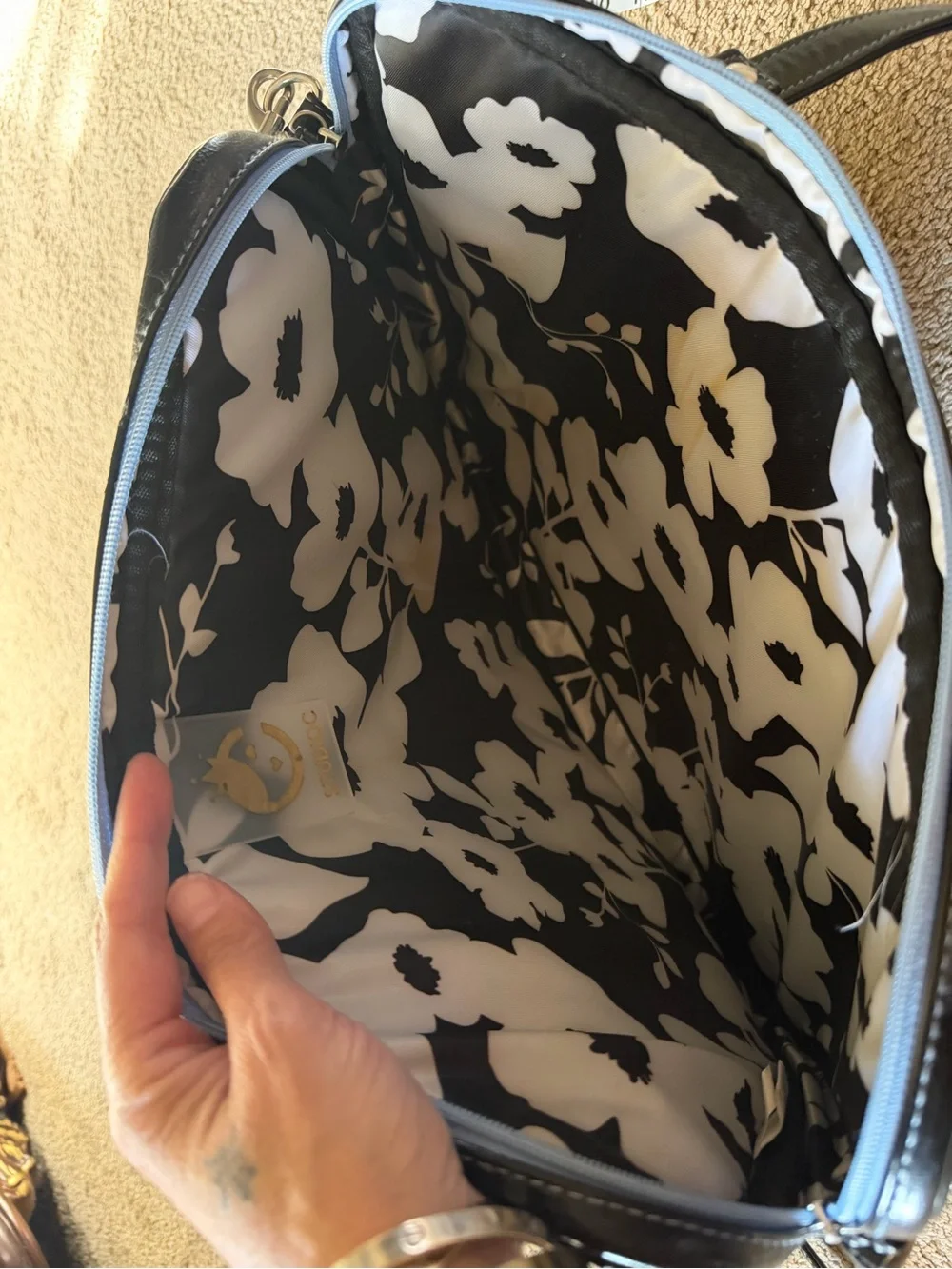 Studio C Black Laptop Tote with Front Zip Pocket